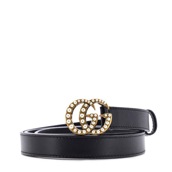Gucci Pearly GG Marmont Belt Leather Thin