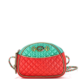 Gucci Trapuntata Camera Shoulder Bag Quilted Laminated Leather Mini