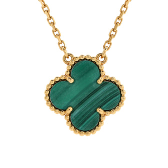 Van Cleef & Arpels Vintage Alhambra Pendant Necklace 18K Yellow Gold and Malachite