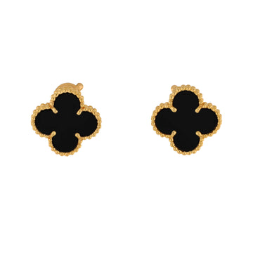 Van Cleef & Arpels Vintage Alhambra Earrings 18K Yellow Gold and Onyx