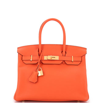 Hermes Birkin Handbag Orange Togo with Gold Hardware 30