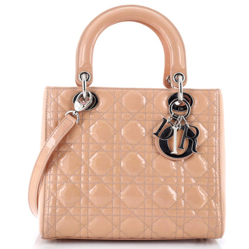Christian Dior Lady Dior Bag Cannage Quilt Patent Medium