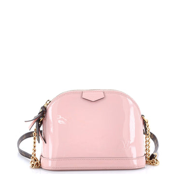 Louis Vuitton Alma Chain Handbag Vernis with Monogram Canvas Mini