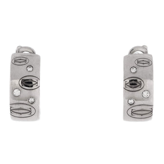 Cartier C de Cartier Happy Birthday Huggie Earrings 18K White Gold with Diamonds