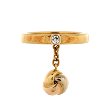 Cartier Trinity Knot Charm Ring 18K Yellow Gold with 18K Tricolor Gold and Diamond