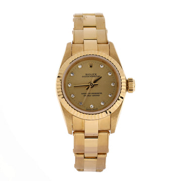 Rolex Oyster Perpetual Automatic Watch Yellow Gold with Diamond Markers 26