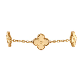 Van Cleef & Arpels Vintage Alhambra 5 Motifs Bracelet Guilloche 18K Yellow Gold