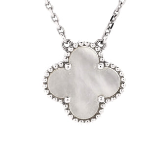 Van Cleef & Arpels Vintage Alhambra Pendant Necklace 18K White Gold and Mother of Pearl