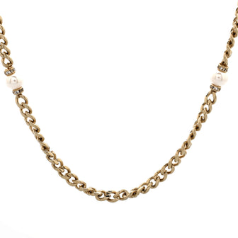 Chanel CC No.5 Perfume Bottle Long Necklace Metal with Resin, Faux Pearls and Crystals
