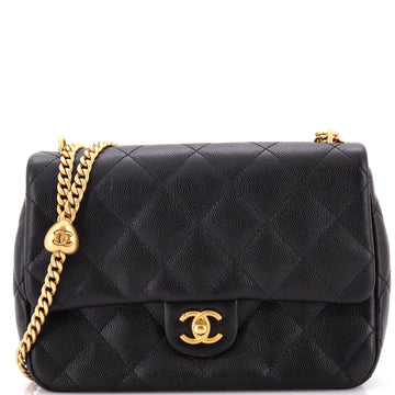 Chanel Sweet Heart Chain Flap Bag Quilted Caviar Medium