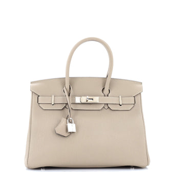 Hermes Birkin Handbag Grey Togo with Palladium Hardware 30