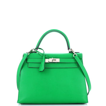 Hermes Kelly Handbag Green Epsom with Palladium Hardware 28