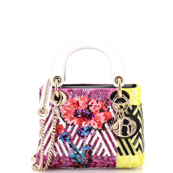 Christian Dior Lady Dior Chain Bag Flower Pop Embellished Sequin Mini