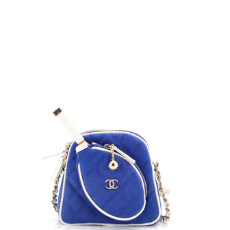 Chanel CC Tennis Racket Clutch with Chain Quilted Canvas and Leather Small