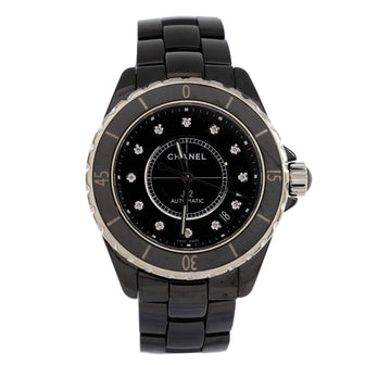 Chanel J12 Automatic Watch Ceramic and Stainless Steel with Diamond Markers 38