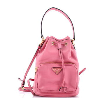 Prada Drawstring Pocket Bucket Bag Soft Calf Small