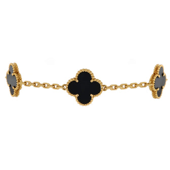 Van Cleef & Arpels Vintage Alhambra 5 Motifs Bracelet 18K Yellow Gold and Onyx