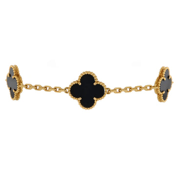 Van Cleef & Arpels Vintage Alhambra 5 Motifs Bracelet 18K Yellow Gold and Onyx
