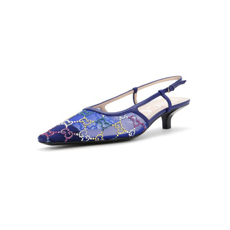 Gucci Women's Slingback Pumps Crystal GG Embellished Mesh