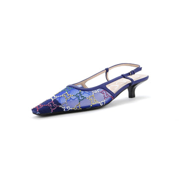 Gucci Women's Slingback Pumps Crystal GG Embellished Mesh