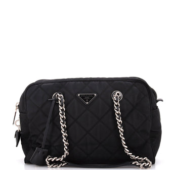 Prada Chain Shoulder Bag Quilted Tessuto Medium