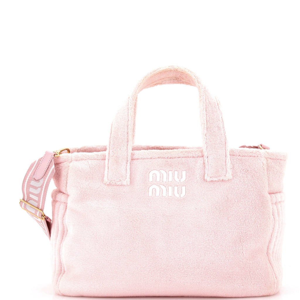 Miu Miu Logo Convertible Tote Terry Cloth Large 302676