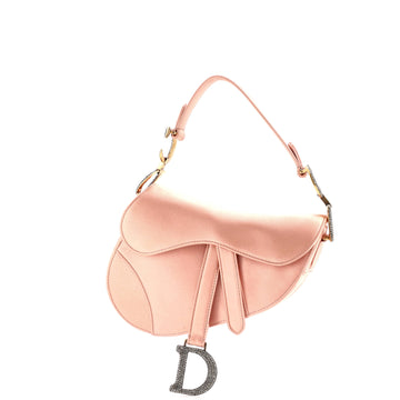 Christian Dior Saddle Handbag Satin with Crystals Mini