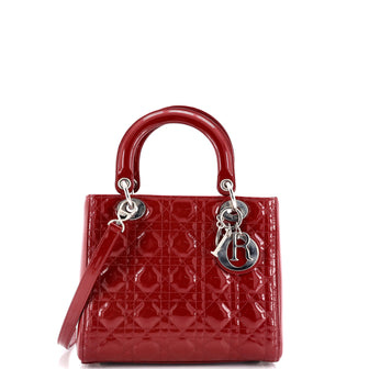 Christian Dior Lady Dior Bag Cannage Quilt Patent Medium