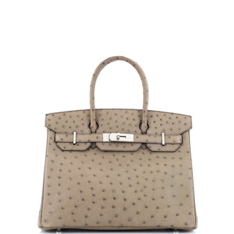 Hermes Birkin Handbag Brown Ostrich with Palladium Hardware 30