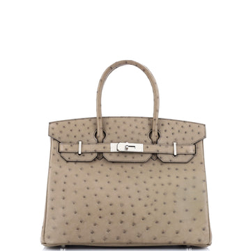Hermes Birkin Handbag Brown Ostrich with Palladium Hardware 30