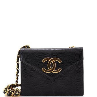 Chanel Vintage CC Envelope Flap Bag Lizard Small