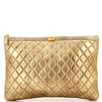 Chanel Boy O Case Clutch Quilted Calfskin Large
