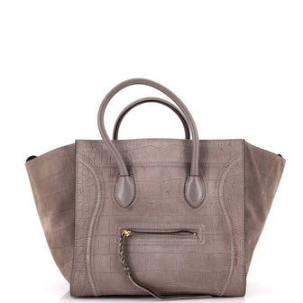 Celine Phantom Bag Crocodile Embossed Nubuck Medium