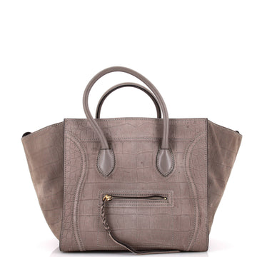 Celine Phantom Bag Crocodile Embossed Nubuck Medium