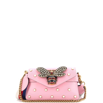 Gucci Broadway Pearly Bee Shoulder Bag Embellished Leather Mini