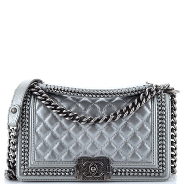 Chanel Chain Handle Boy Flap Bag Quilted Calfskin Old Medium