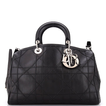 Christian Dior Granville Polochon Handbag Cannage Quilt Leather Medium