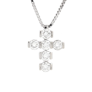 Damiani Cross Pendant Necklace 18K White Gold with Diamonds Small