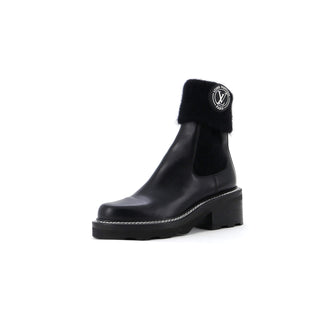 Louis Vuitton Women's LV Beaubourg Cuff Ankle Chelsea Boots Leather with Knit