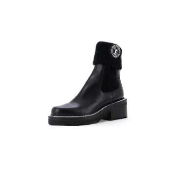 Louis Vuitton Women's LV Beaubourg Cuff Ankle Chelsea Boots Leather with Knit