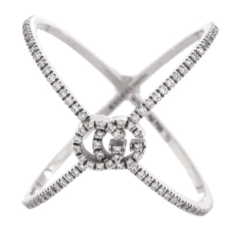 Gucci GG Running Cross Ring 18K White Gold and Pave Diamonds