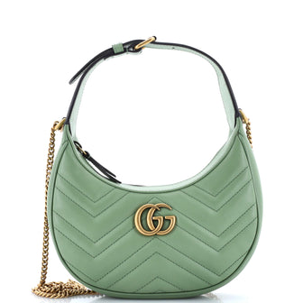 Gucci GG Marmont Half Moon Hobo Leather Mini