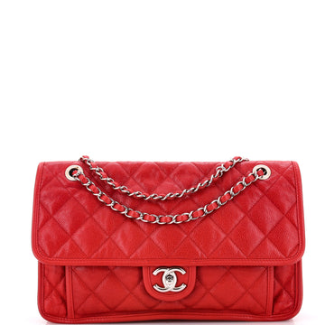 Chanel French Riviera Flap Bag Quilted Caviar Large