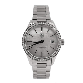 Tag Heuer Carrera Quartz Watch Stainless Steel with Diamond Bezel and Mother of Pearl 32