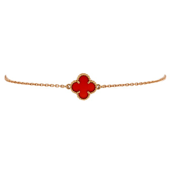Van Cleef & Arpels Sweet Alhambra Bracelet 18K Rose Gold and Carnelian