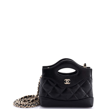 Chanel 31 Shopping Bag Clutch with Chain Quilted Calfskin Nano