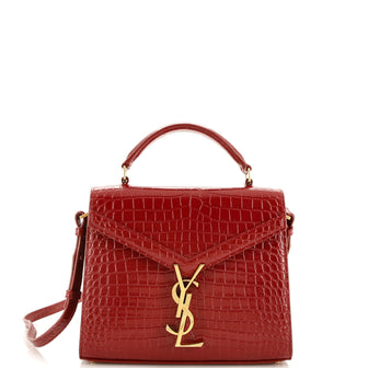 Saint Laurent Cassandra Top Handle Bag Crocodile Embossed Leather Mini