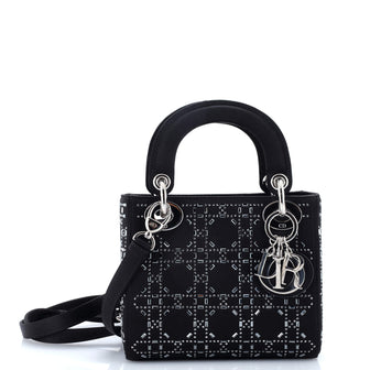 Christian Dior Lady Dior Bag Crystal Embellished Cannage Quilt Satin Mini