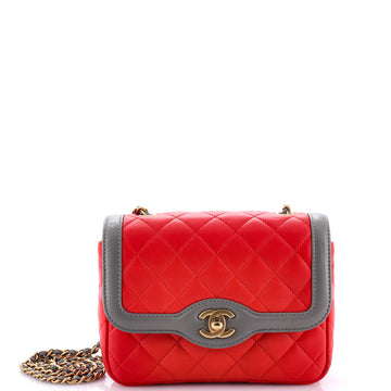 Chanel Two Tone Flap Bag Quilted Lambskin Mini