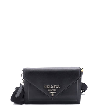 Prada Envelope Flap Bag with Nylon Strap Saffiano with City Calf Mini